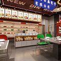 Vibrant Hotpot Restaurant Interior With Colorful Neon Signs And Comfortable Dining Seats