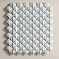 White Geometric Wall Decor With Interlocking Fan Shaped Panels On Beige Background 3d model