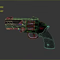 Modern Tactical Revolver With Black Gray Body Orange Red Accents And Ergonomic Grip