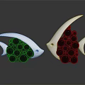 Stylish Fish Shaped Decorative Ornament Set With White Body And Black Spheres