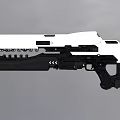 Futuristic White And Black Rifle With Sleek Body Tactical Grip And Barrel Design