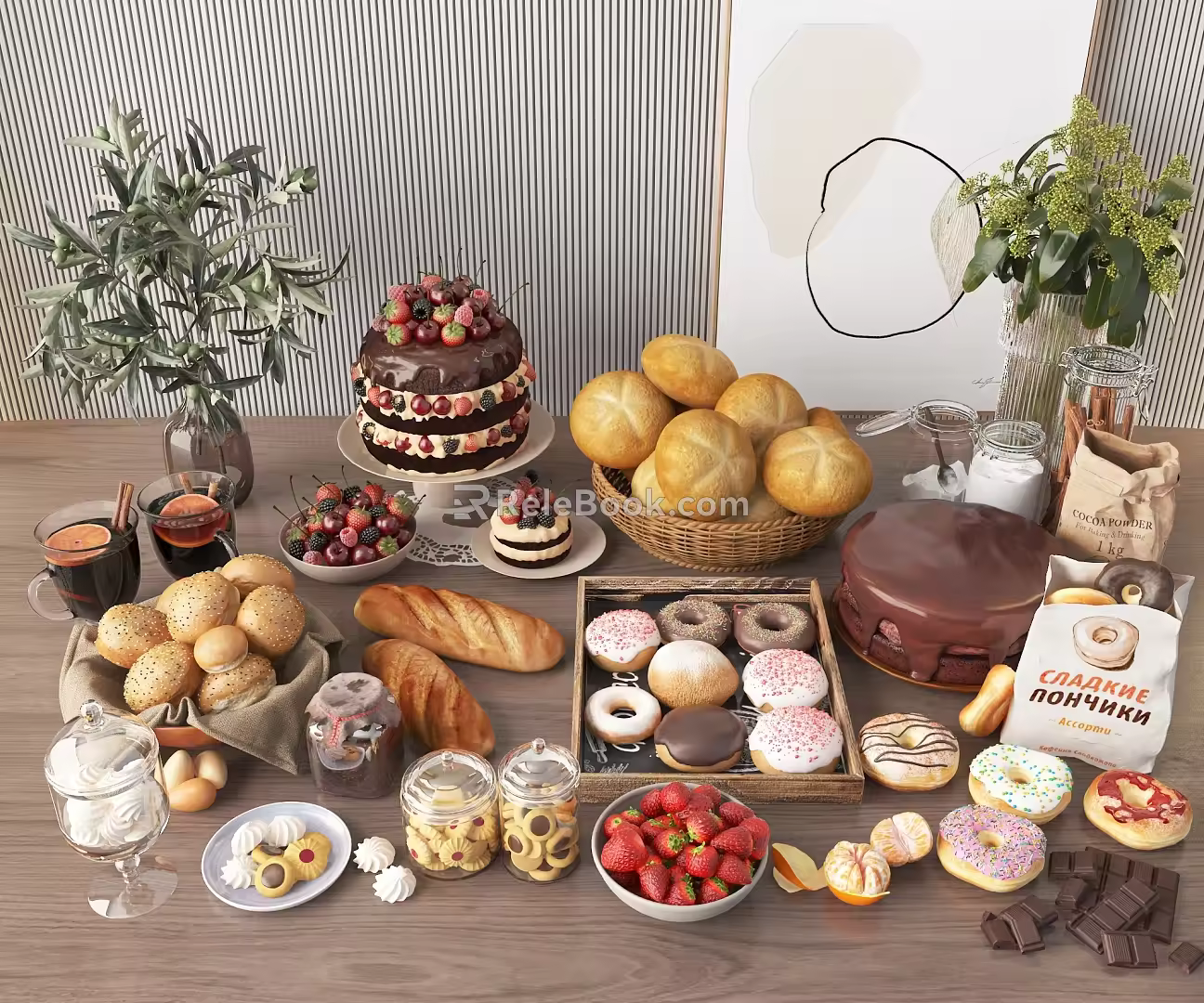 Modern Food Bread West Point Combo 3d model