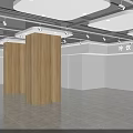 Supermarket Department Store Interior With Metal Shelves And Wooden Display Cabinets