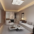 Warm Modern Minimalist Living Dining Room Interior Design With Cozy Ambient Lighting And Comfortable Furniture