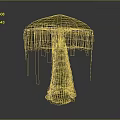 Glowing Mushroom Like Plant With Blue Bioluminescent Dripping Cap And Striped Stem