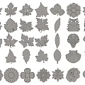 Carvings With Various Leaf Flower And Shell Designs For Decorative Purposes 3d model