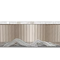 Modern Feature Wall Design With Wooden Slats And Wavy Decorative Elements 3d model