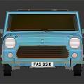 Blue Retro Small Car With Brown Roof And Classic Exterior Design