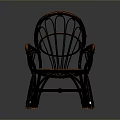 Classic Wicker Armchair With Black Frame Orange Accents And Curved Backrest