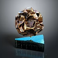 Abstract Metallic Sculpture With Irregular Sphere Shape And Blue Shiny Base 3d model