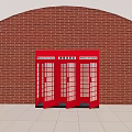 Red Fire Safety Equipment With Glass Doors Against Red Brick Wall