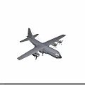 U.S. Air Force Military Transport Aircraft with Four Propellers and Wing Structure