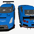 Blue Nissan GT-R R35 Sports Car With Rear Spoiler Black Wheels And Red Accents