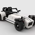 White Open Top Building Block Roadster with Black Seats Large Tires and Stripes