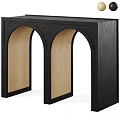 Modern Black Console Table With Arch Design And Wooden Panels