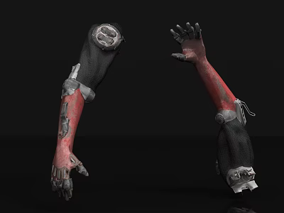 Smart Machine Robotic Arms With Black Red Design Metallic Components And Joint Structure 3d model