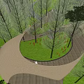 Curved Roadway Structure With Green Landscape And Arch Design In Park Setting