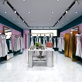 ESMODEN Clothing Store Fashionable Window Display With Mannequins And Hanging Clothes