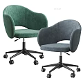 Office Desk Chair Combination With Armrest Design Multiple Colors Beige Blue Orange Green Caster Wheels