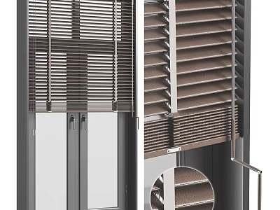 Modern Aluminum Casement Window Design With Built In Blinds And Double Glazed Panels 3d model