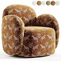 Decorative Single Sofa With Cheetah And Botanical Print In Warm Tones