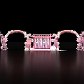 Pink Wedding Decoration With Cherry Blossom Arches And Chinese Character Screens
