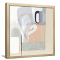 Abstract Paintings Set Of Four Framed Artworks With Soft Colors And Geometric Shapes
