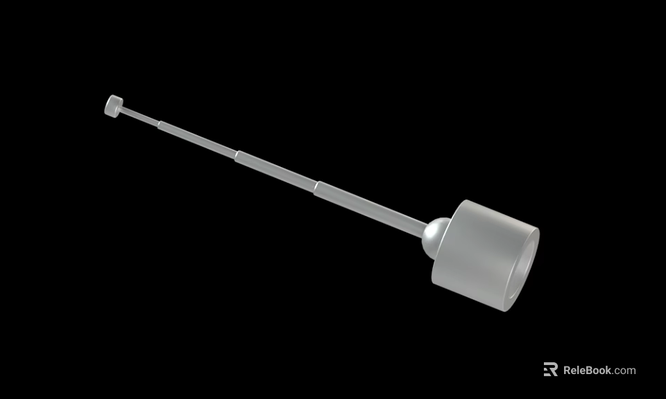 Long Metallic Rod With Small Top Component And Cylindrical Base Design 3d model 