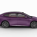 Sleek Purple Electric Coupe SUV Car With Red Interior And Modern Sporty Design