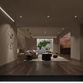 Modern Home Bar Interior With Decorative Ceiling Lighting Wine Rack And Bar Stools