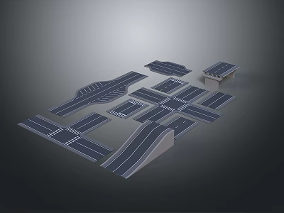 Various Road Traffic Layout Modules Including Intersection Curves And Bridge Sections 3d model