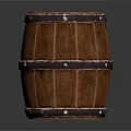 Rustic Wooden Barrel Tabletop Decorative Ornament Set With Metal Hoops And Natural Grain