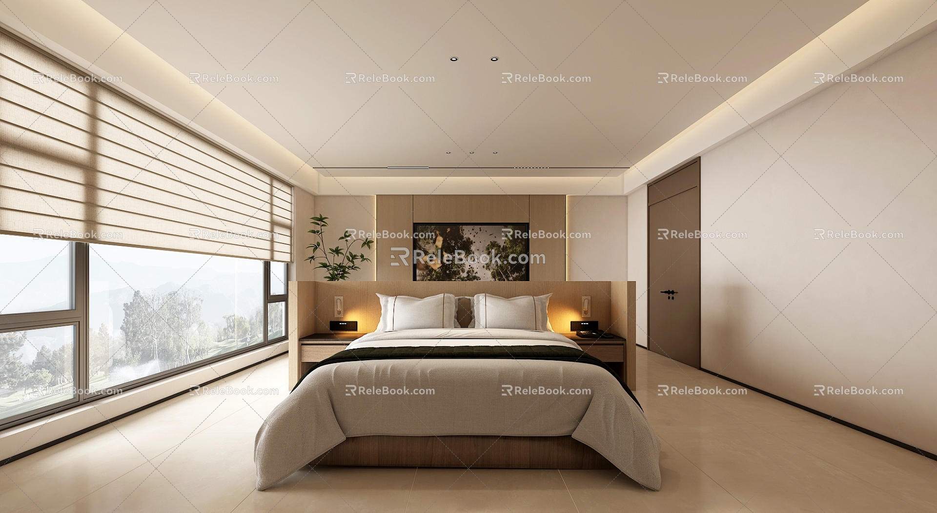 Modern Quiet Homestay Big Bed Room Guest Room 3d model