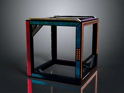 Colorful Square Equipment Frame With Metal Structure And Ventilation Holes 3d model