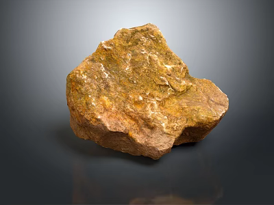 Natural Raw Stone With Brown Yellow Hue And Textured Surface As Decorative Element 3d model