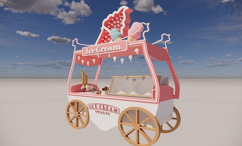 European style ice cream car 3d model