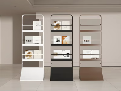 Modern Minimalist White Black And Brown Bookshelves With Shelves And Decorative Items 3d model