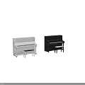 Modern Upright Pianos In Silver And Gray With Matching Benches For Music Room