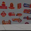 Fire Safety Wall Decorations With Prevention Signs Emergency Exit Guides And Instructions 3d model