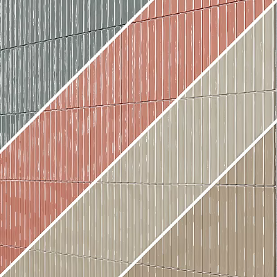 Multicolored Striped Tile Wall With Geometric Sections And White Lines 3d model