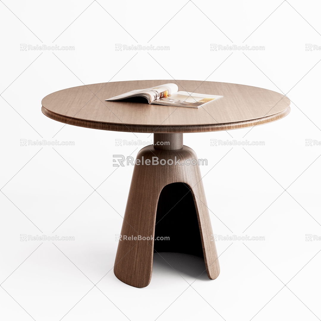 Log Dining Table Round Dining Table Ancient Style Dining Table Negotiation Table 3d model