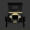 Classic Vintage Car With Black Convertible Top Shiny Metallic Body And Retro Design Elements