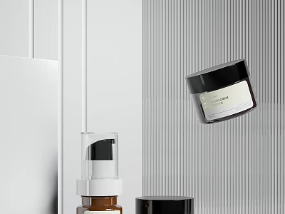 Elegant Perfume And Cosmetics Collection With Glass Jars Matte Bottles And Minimalist Design 3d model