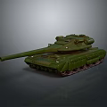 Green Military Tank Vehicle With Long Cannon And Heavy Tracks Design