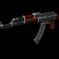 Classic Assault Rifle With Wooden Stock Metal Barrel And Magazine