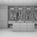 Modern Closet Interior Design Featuring Hanging Clothes Drawers And Decorative Painting