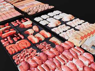 Supermarket Meat Display Chicken Pork Beef Chicken Wings Chicken Leg Steak Tenderloin Meat Stuffed Sausage 3d model