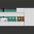 Modern Reception Desk With Green Tiled Backdrop White Structure And Marble Countertop