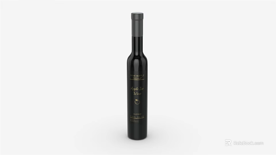 Elegant Black Wine Bottle With Golden Text And Stylish Wine Glass 3d model 
