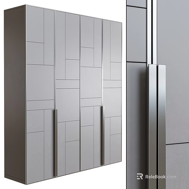 Modern Wardrobe Interior Design With Sleek Paneled Doors Metallic Handles And Minimalist Look 3d model 